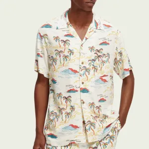 Printed Camp Shirt (White Palmtree Island Aop)