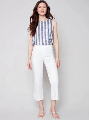 Pull-on Denim Pant With Side Button [White-C5404]
