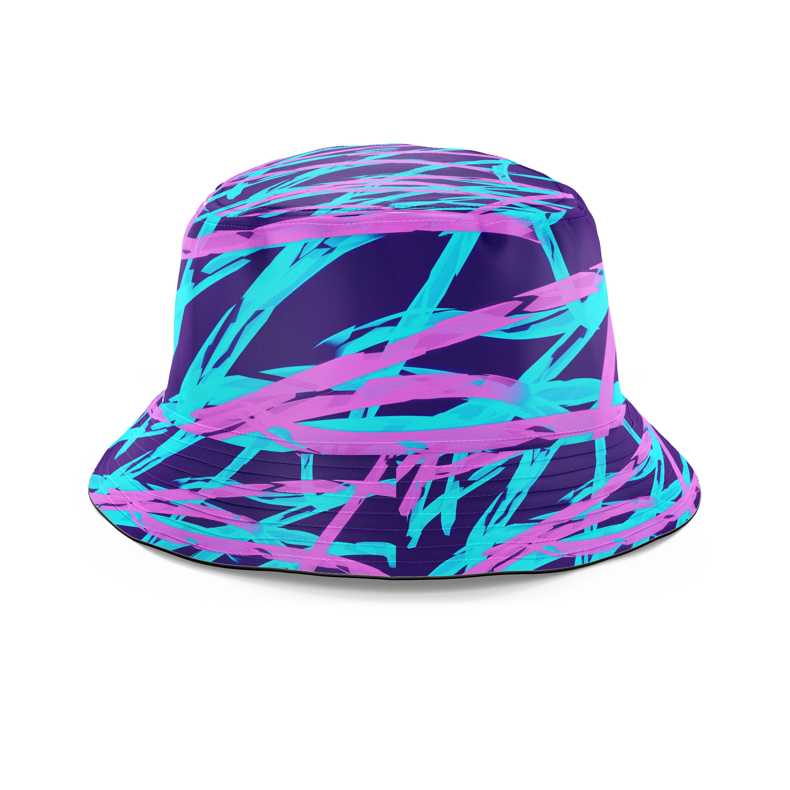 Purple and Blue Rave Abstract T-Shirt and Shorts with Bucket Hat Combo