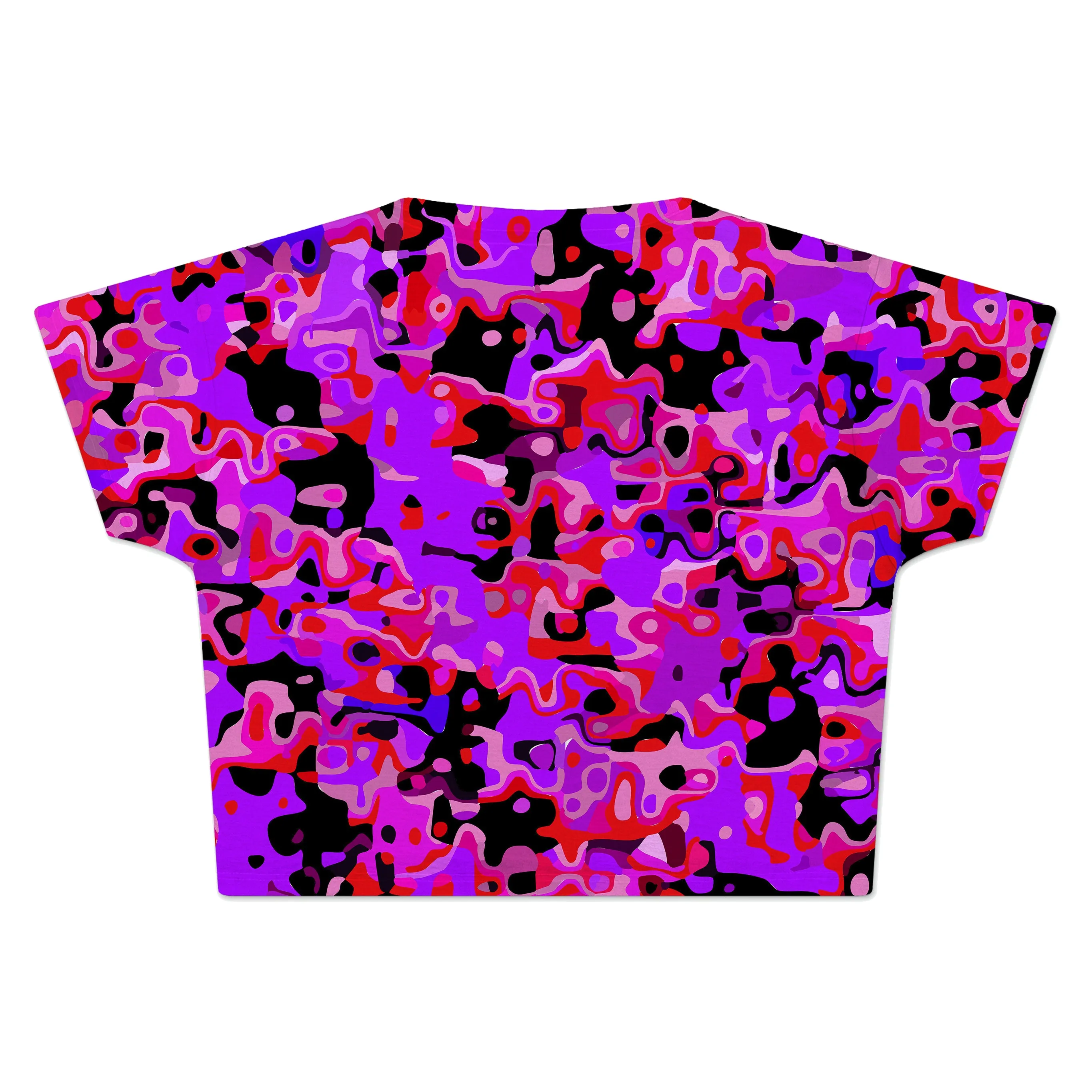 Purple Red and Black Rave Camo Melt Crop Tee