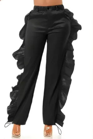 Radiant Ruffle Pants with Drawstring Ankle