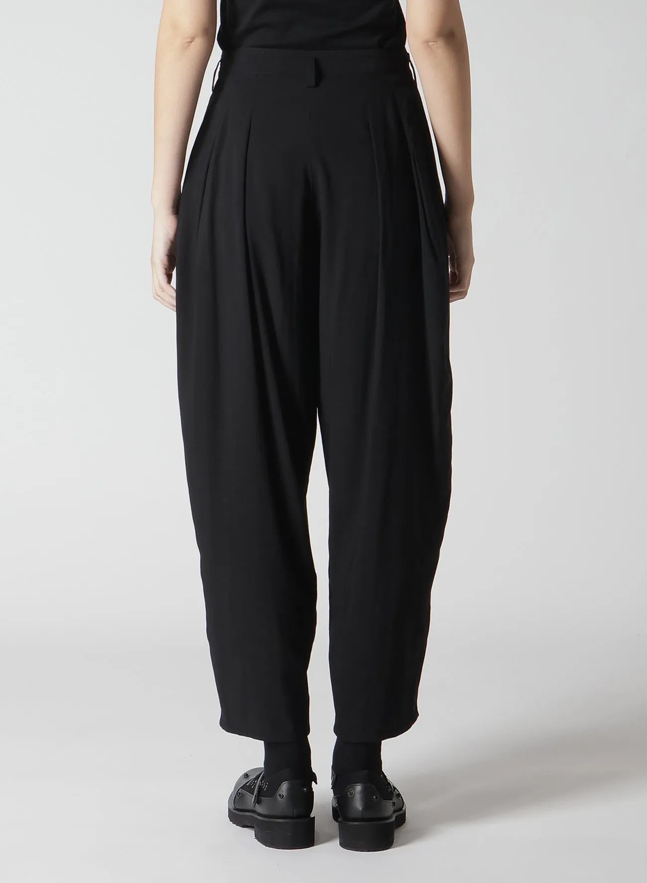 RAYON LAWN CROPED TUCK PANTS