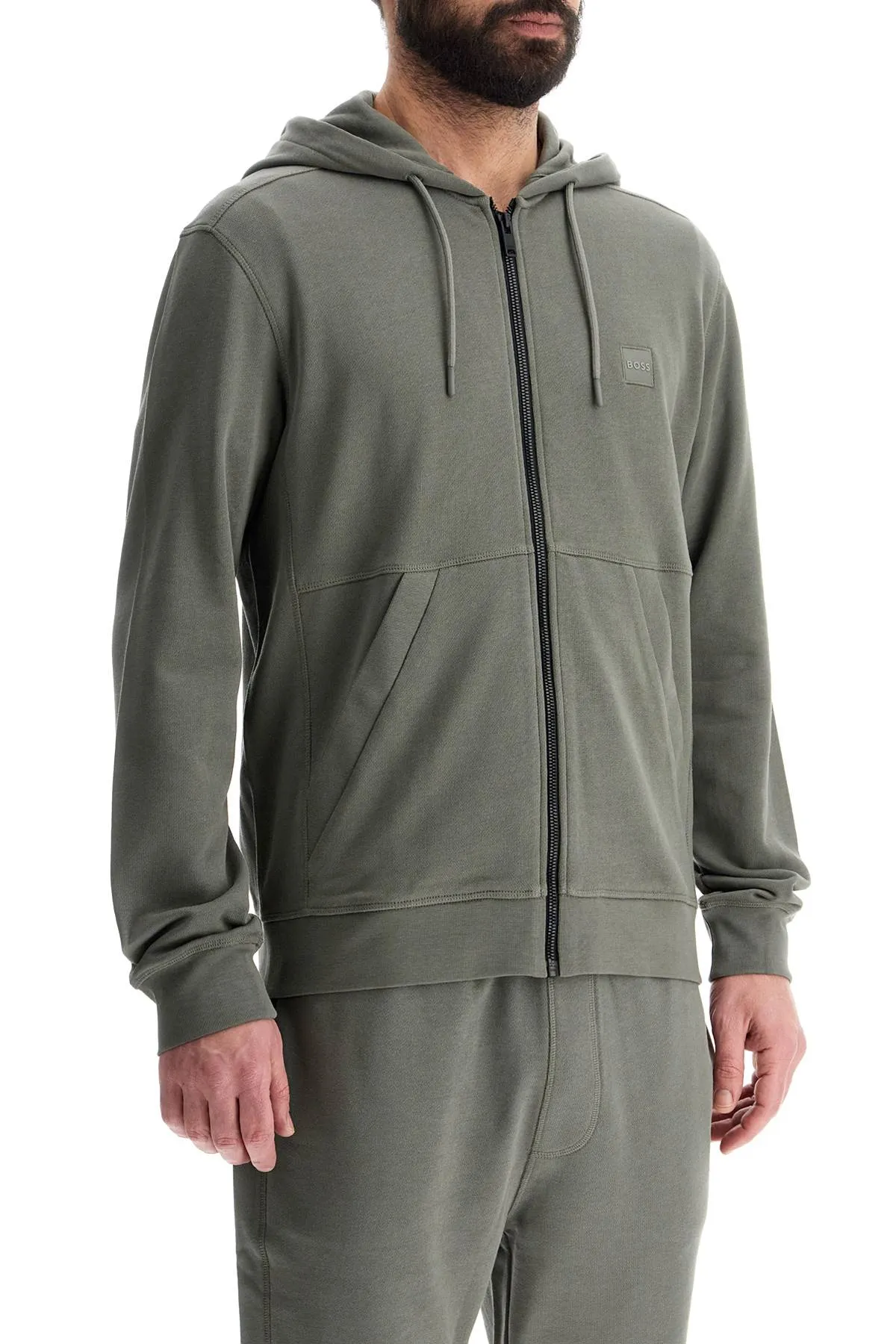 regular fit gray zip-up hoodie 50508578 OPEN GREY