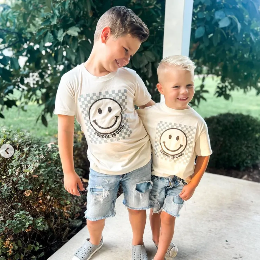 SCHOOL IS COOL (Smiley Face) - Short Sleeve Child Shirt