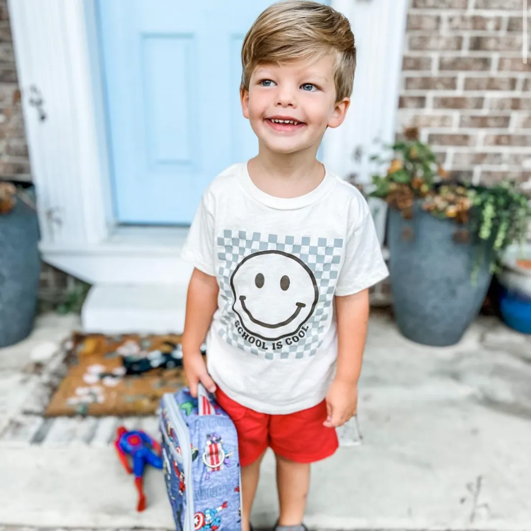 SCHOOL IS COOL (Smiley Face) - Short Sleeve Child Shirt