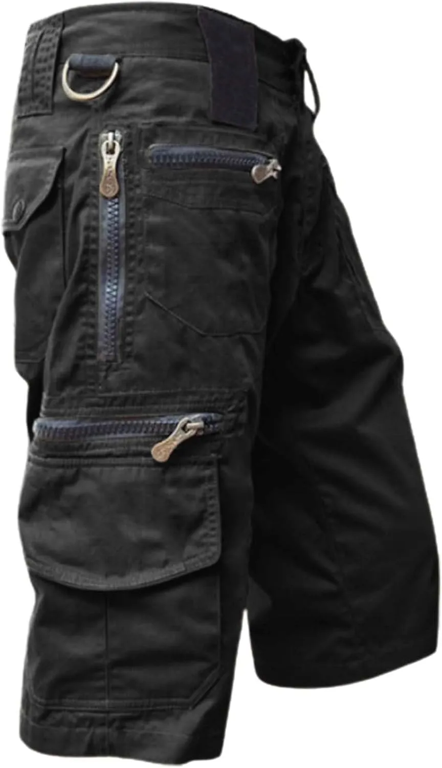 Shorts Men Multi-Pocket and Pants Leisure Color Fashion Men's Solid Summer Men's Pants Black Shorts Men Mens Cargo