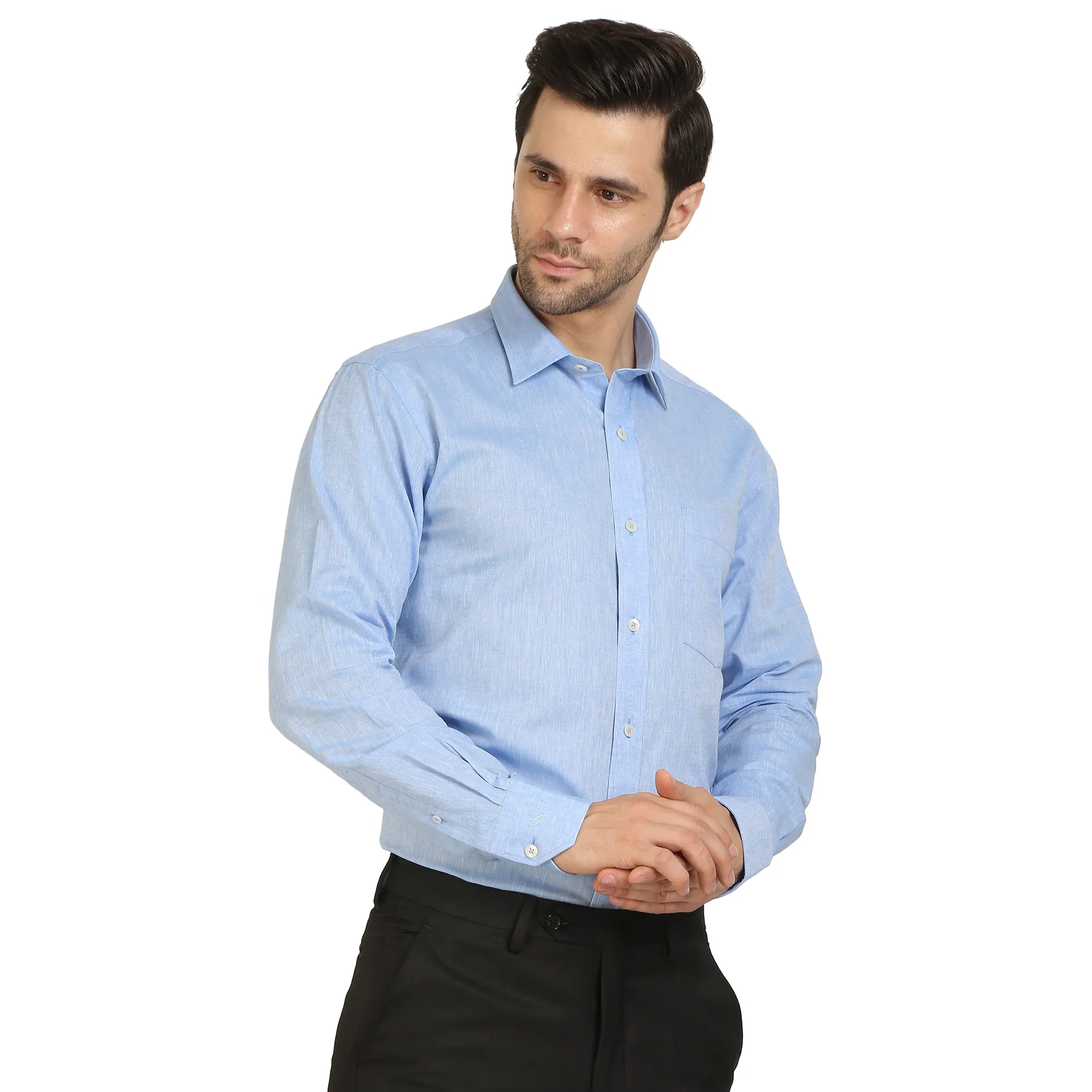 Sky Blue Cotton Full Sleeve Shirt