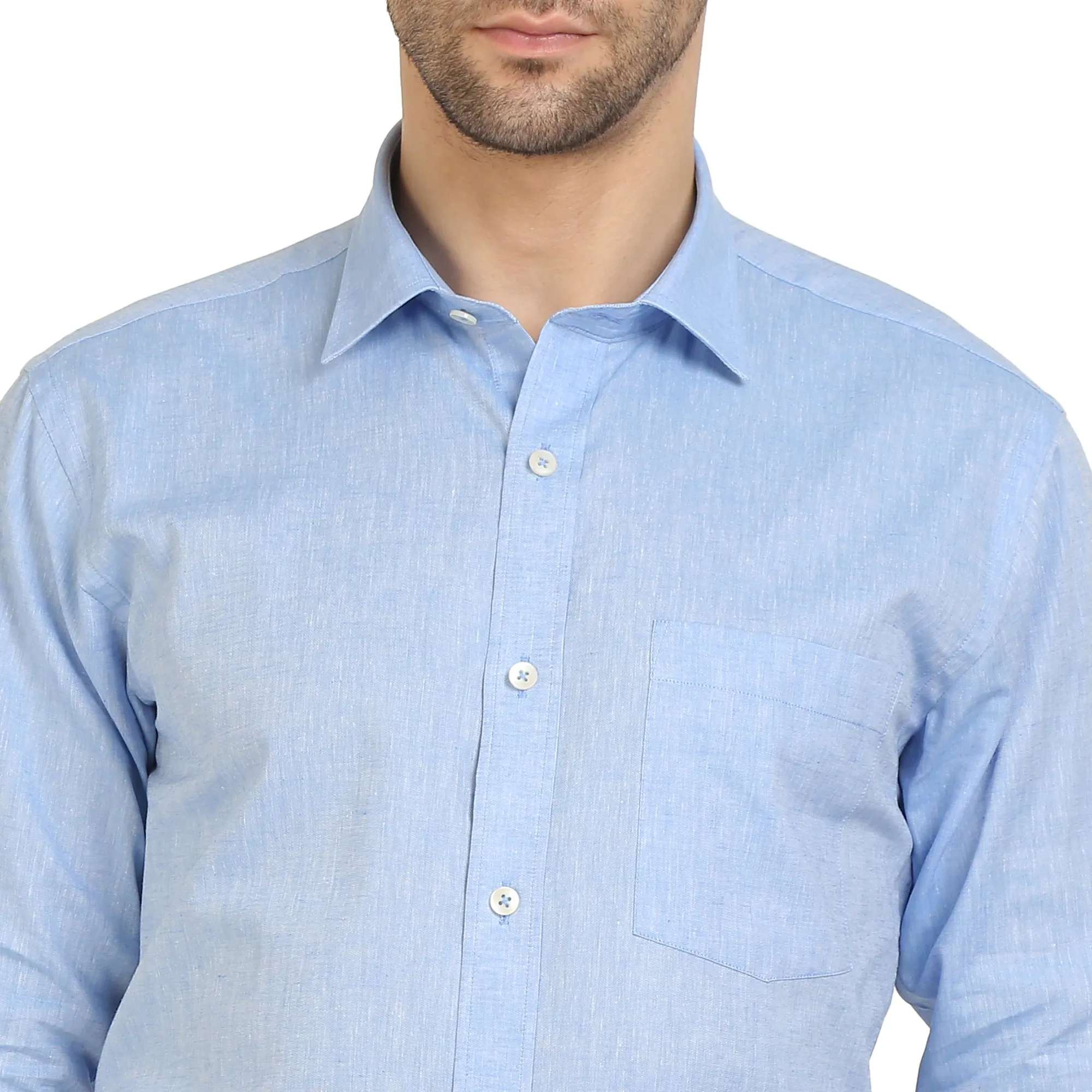 Sky Blue Cotton Full Sleeve Shirt