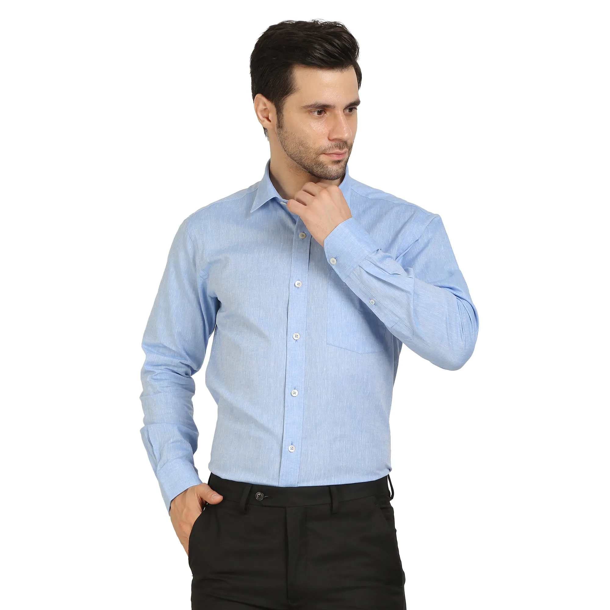 Sky Blue Cotton Full Sleeve Shirt