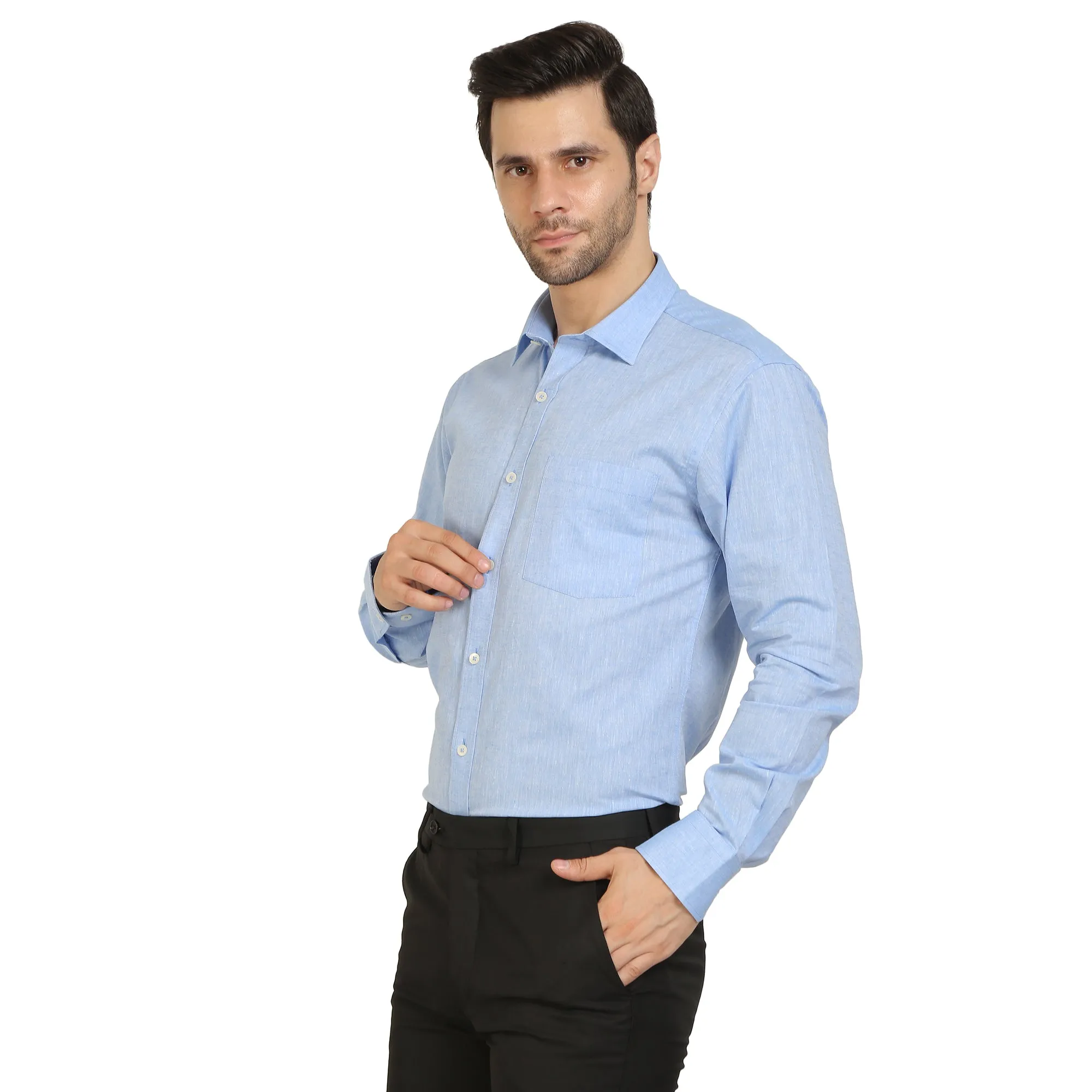 Sky Blue Cotton Full Sleeve Shirt
