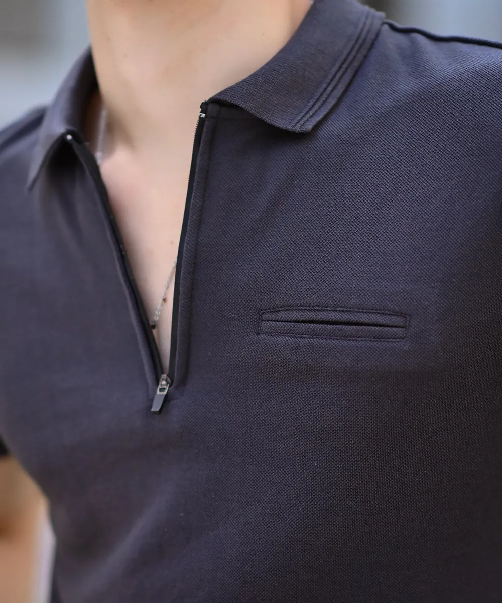 Sleek Silver Men Grey Polo Effortless Style with Bone Pocket