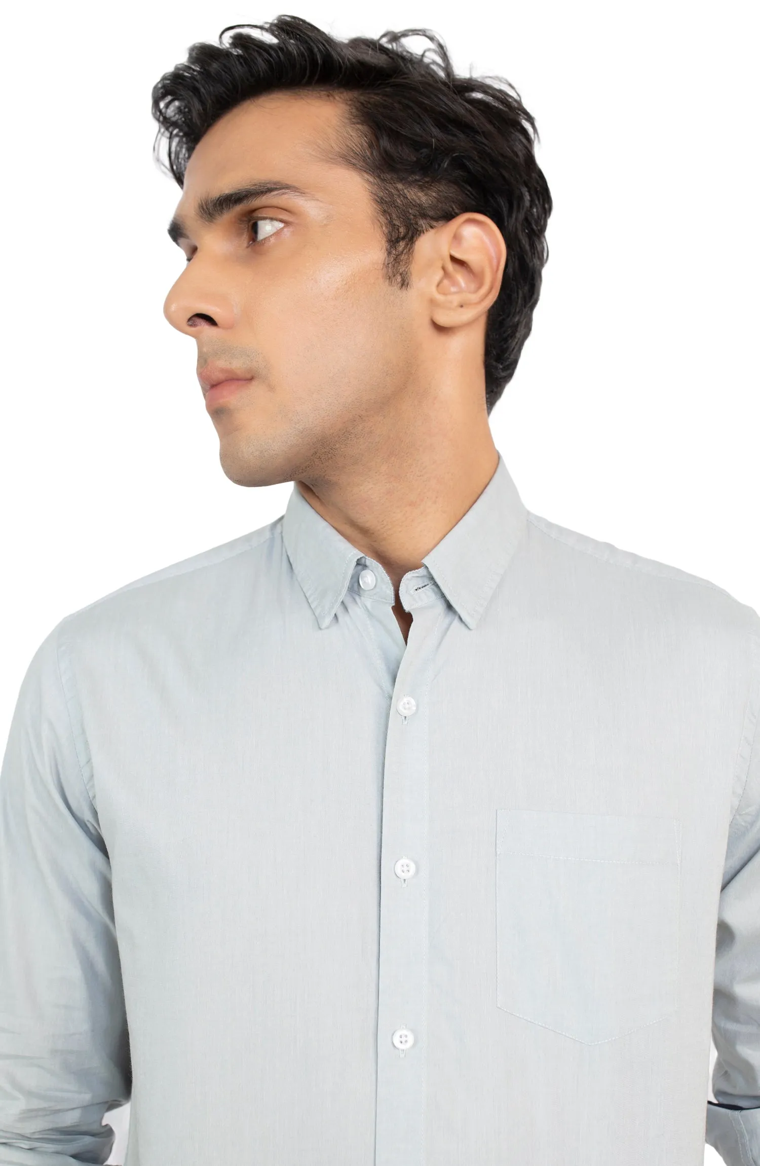 Slub Textured Chambray Shirt