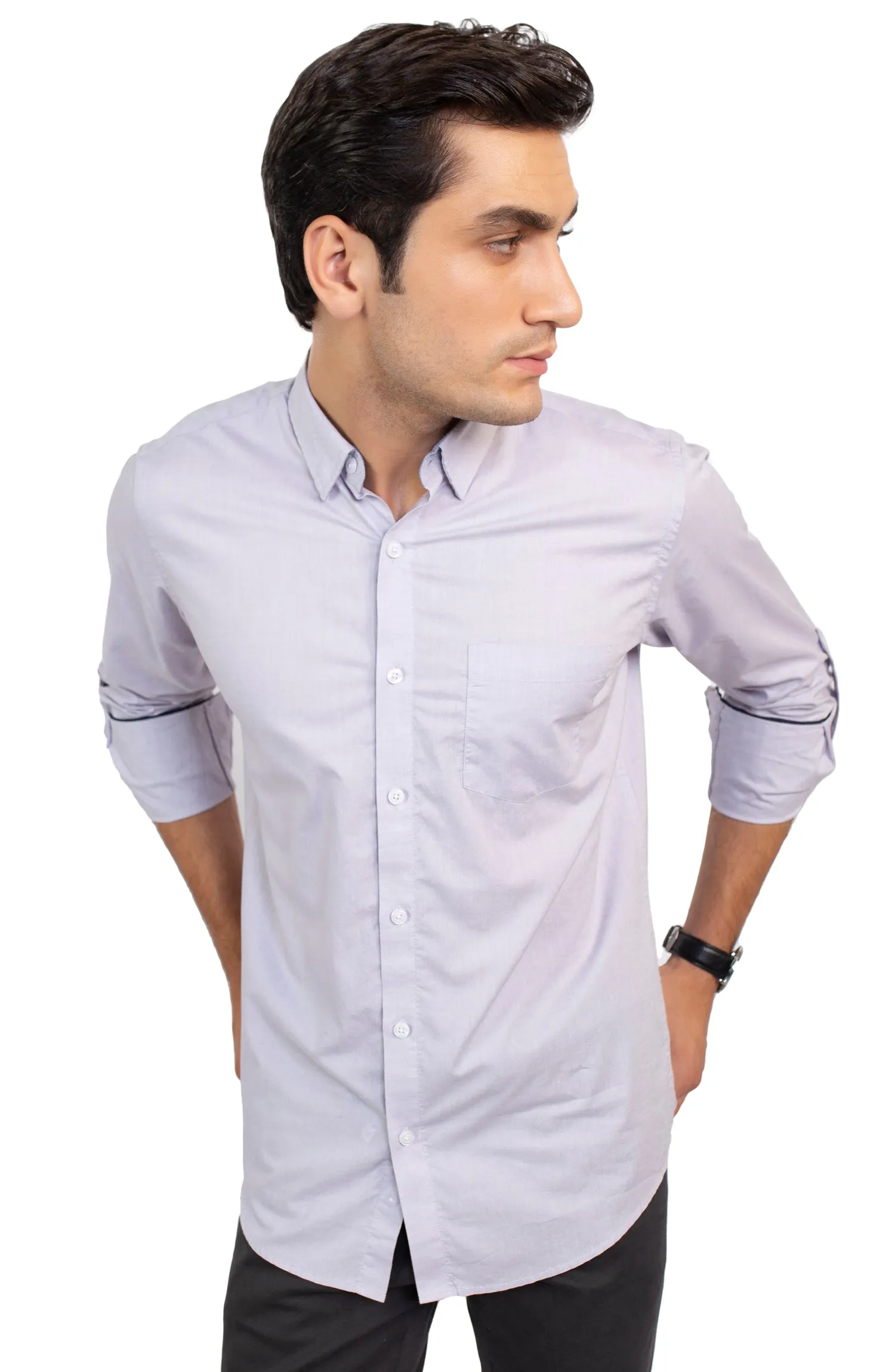 Slub Textured Chambray Shirt