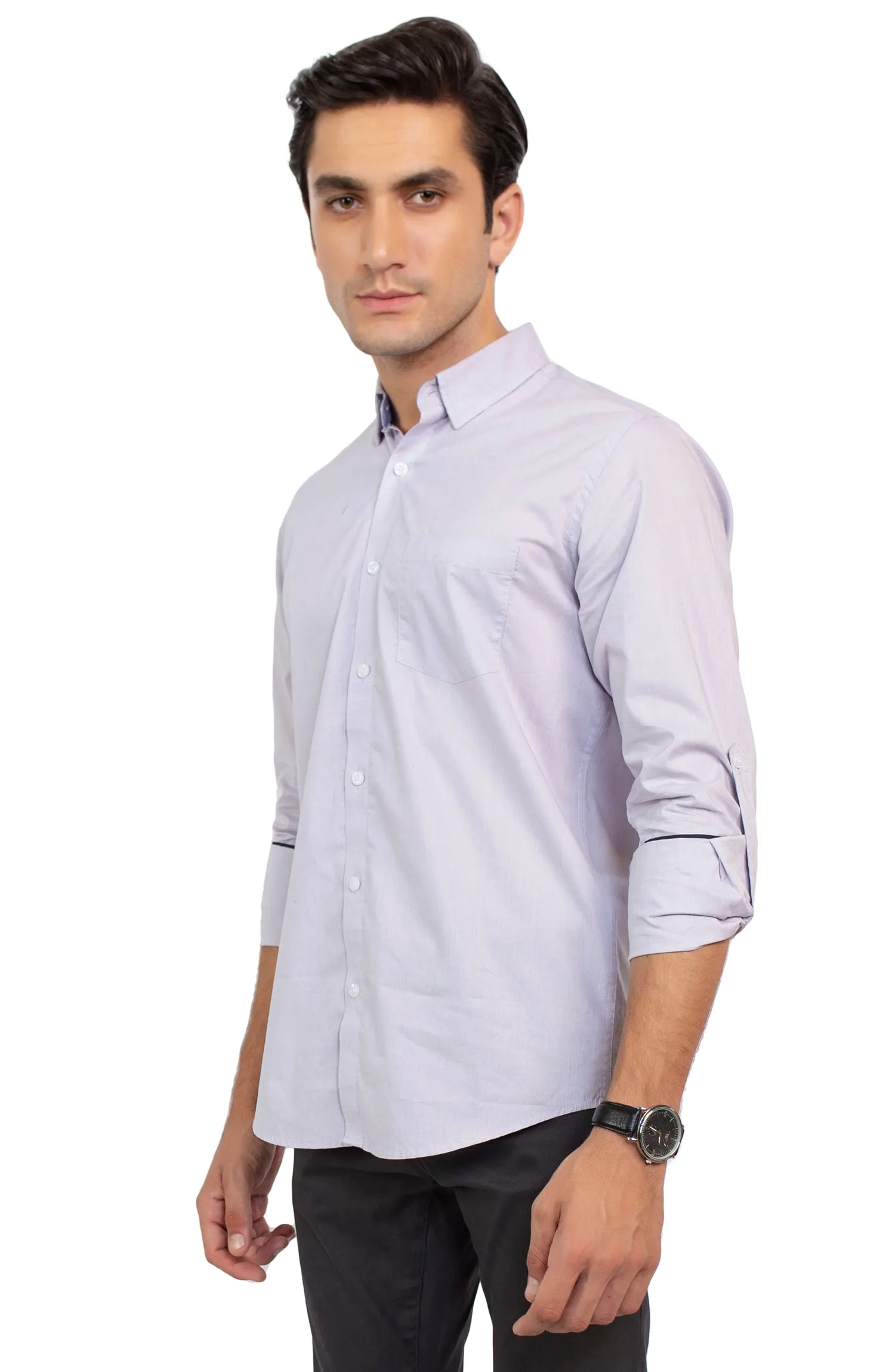 Slub Textured Chambray Shirt
