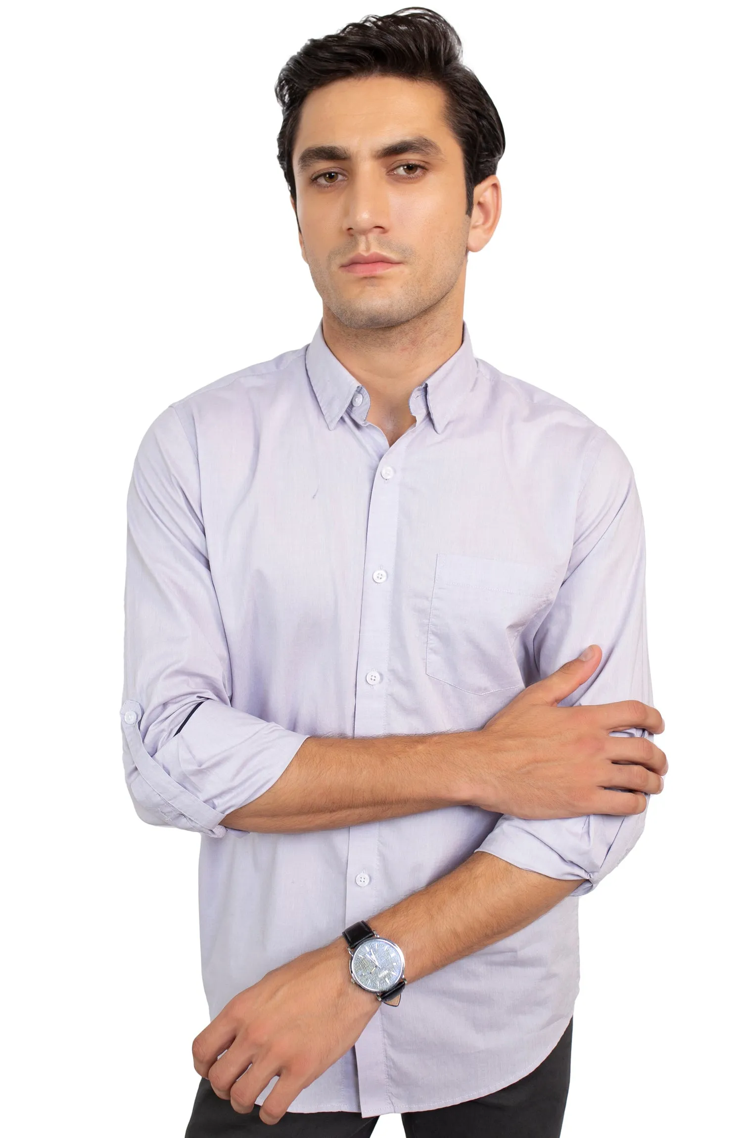 Slub Textured Chambray Shirt