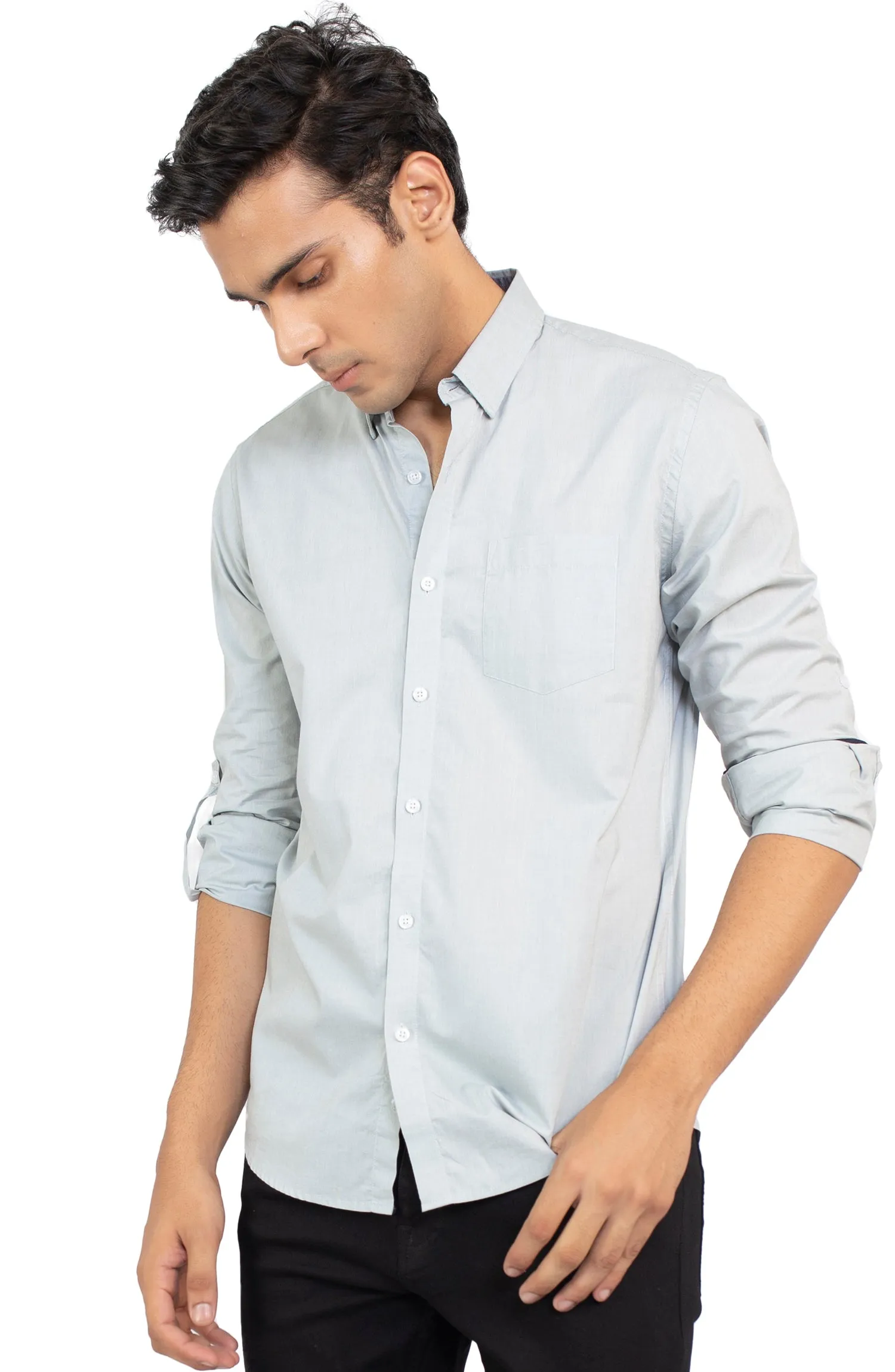 Slub Textured Chambray Shirt
