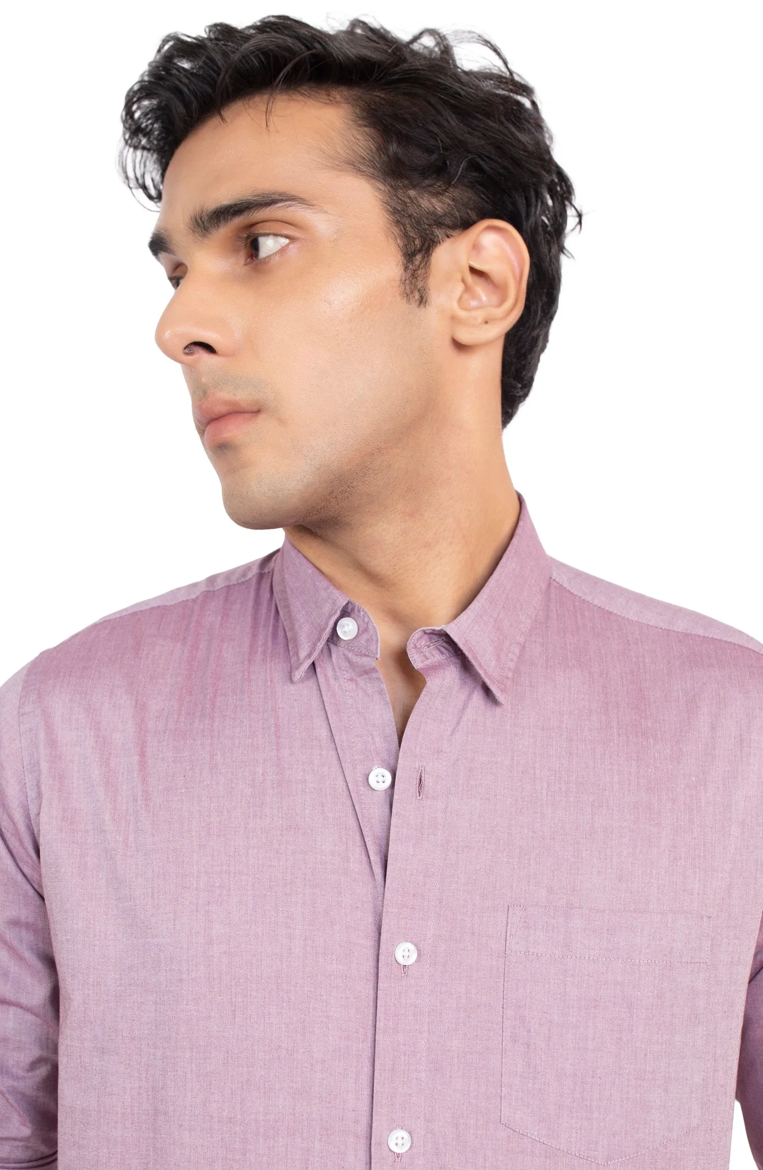 Slub Textured Chambray Shirt
