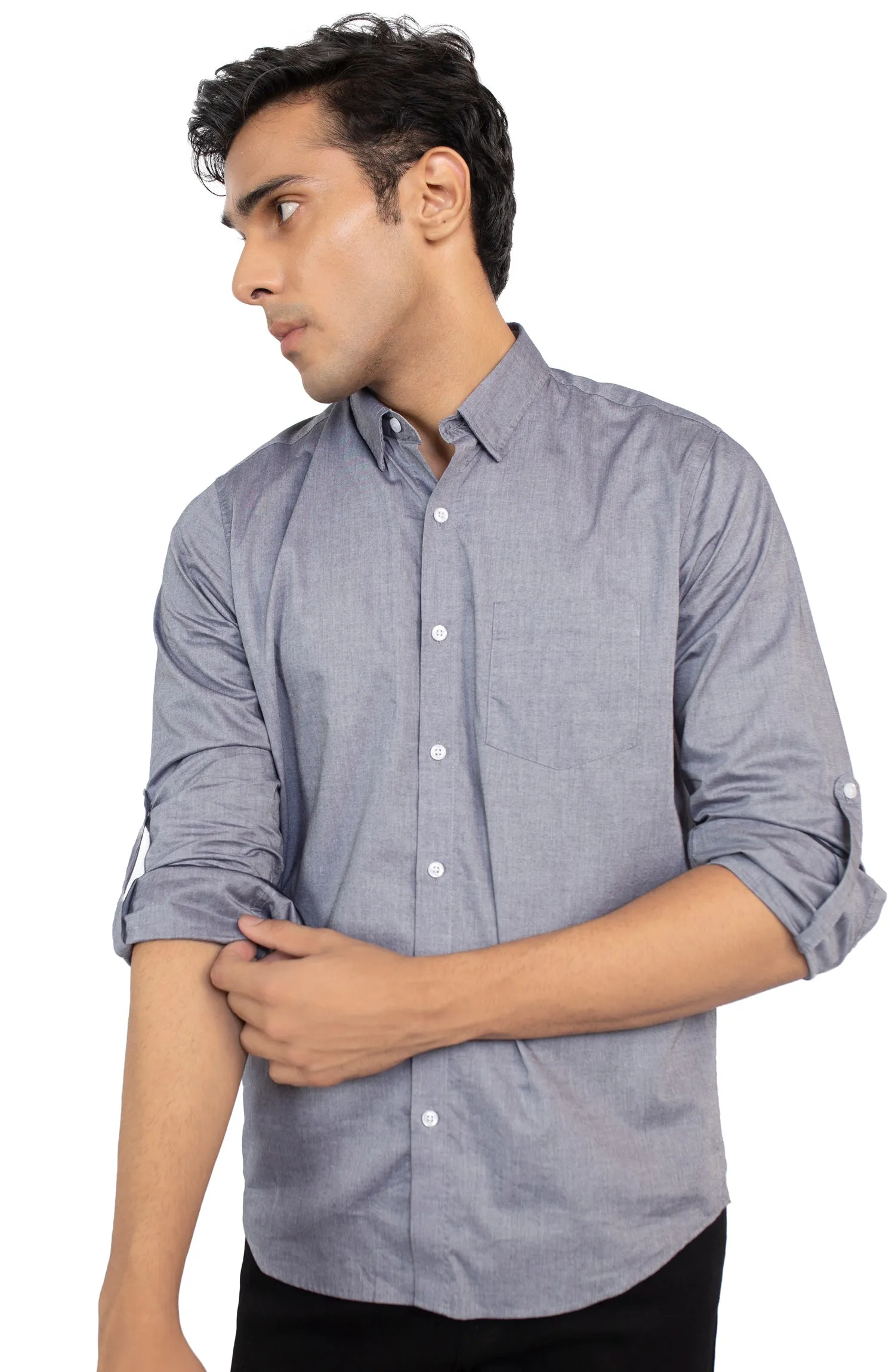 Slub Textured Chambray Shirt