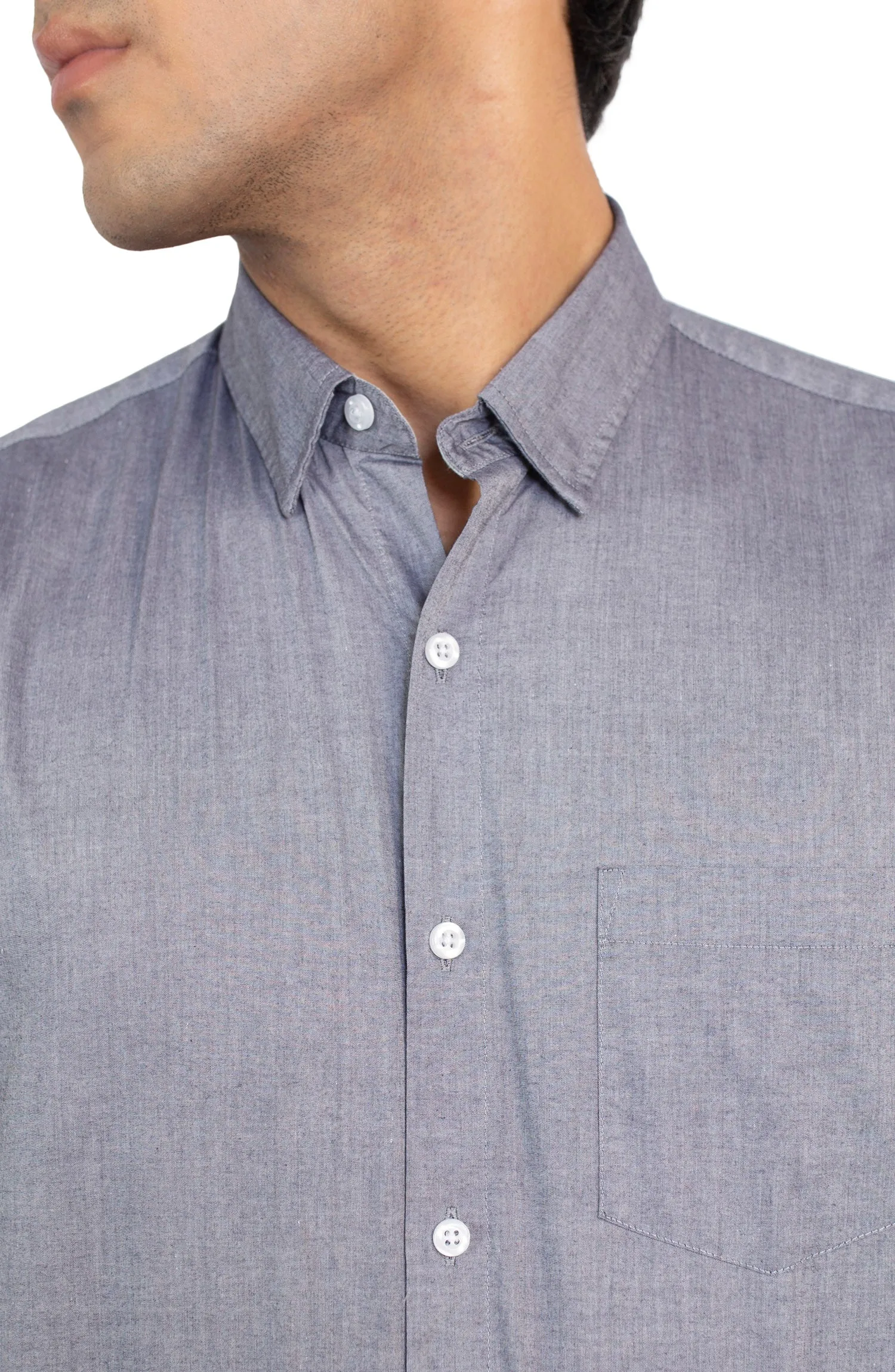 Slub Textured Chambray Shirt