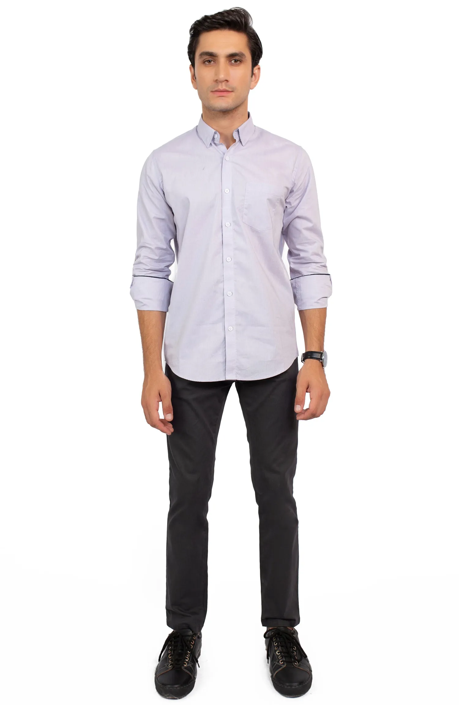 Slub Textured Chambray Shirt