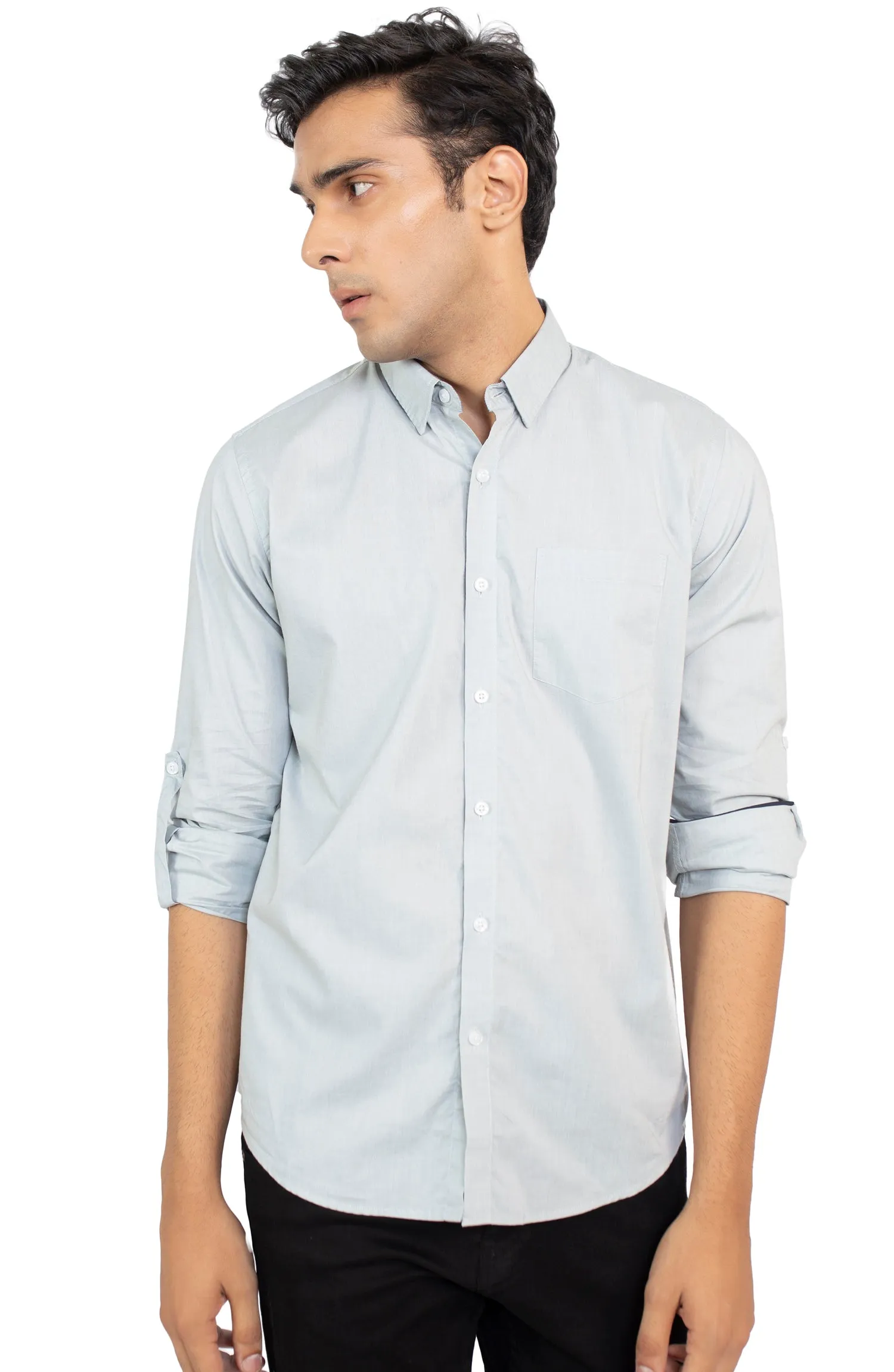 Slub Textured Chambray Shirt