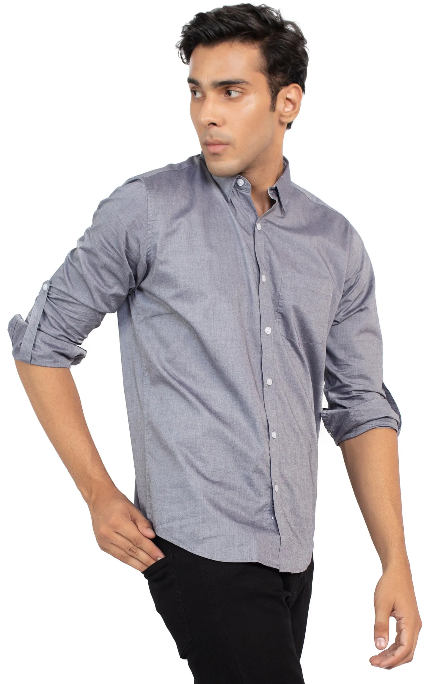 Slub Textured Chambray Shirt