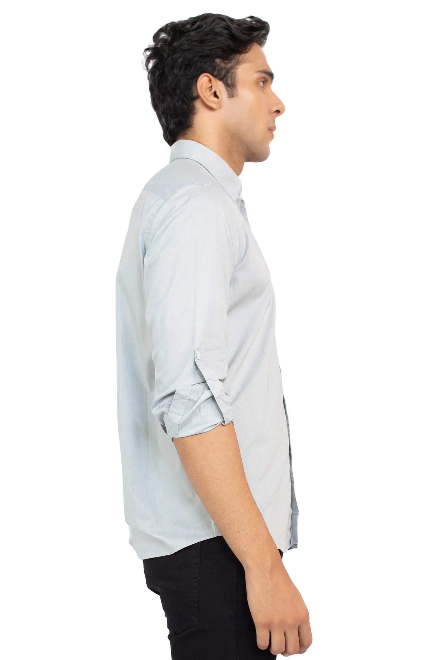 Slub Textured Chambray Shirt
