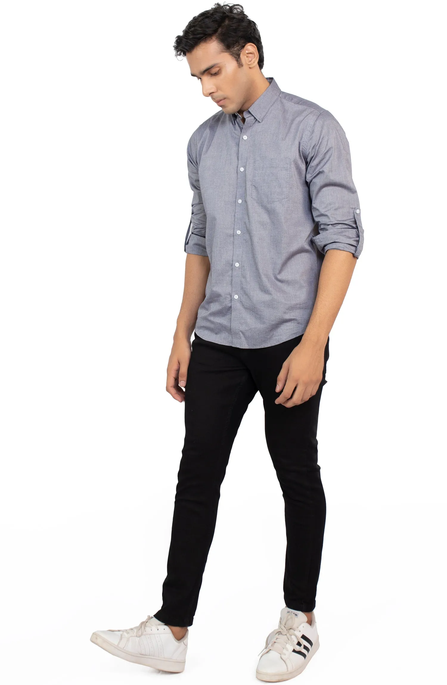 Slub Textured Chambray Shirt