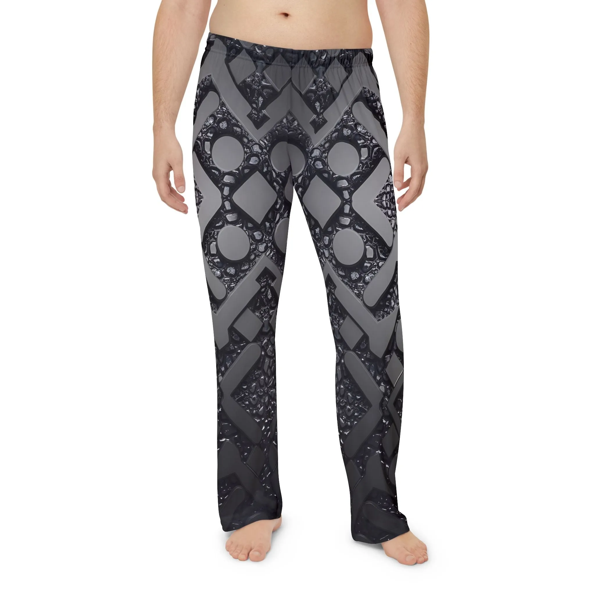 Stylish Men's Pajama Pants - Comfortable Sleepwear with a Black Modern Geometric Design