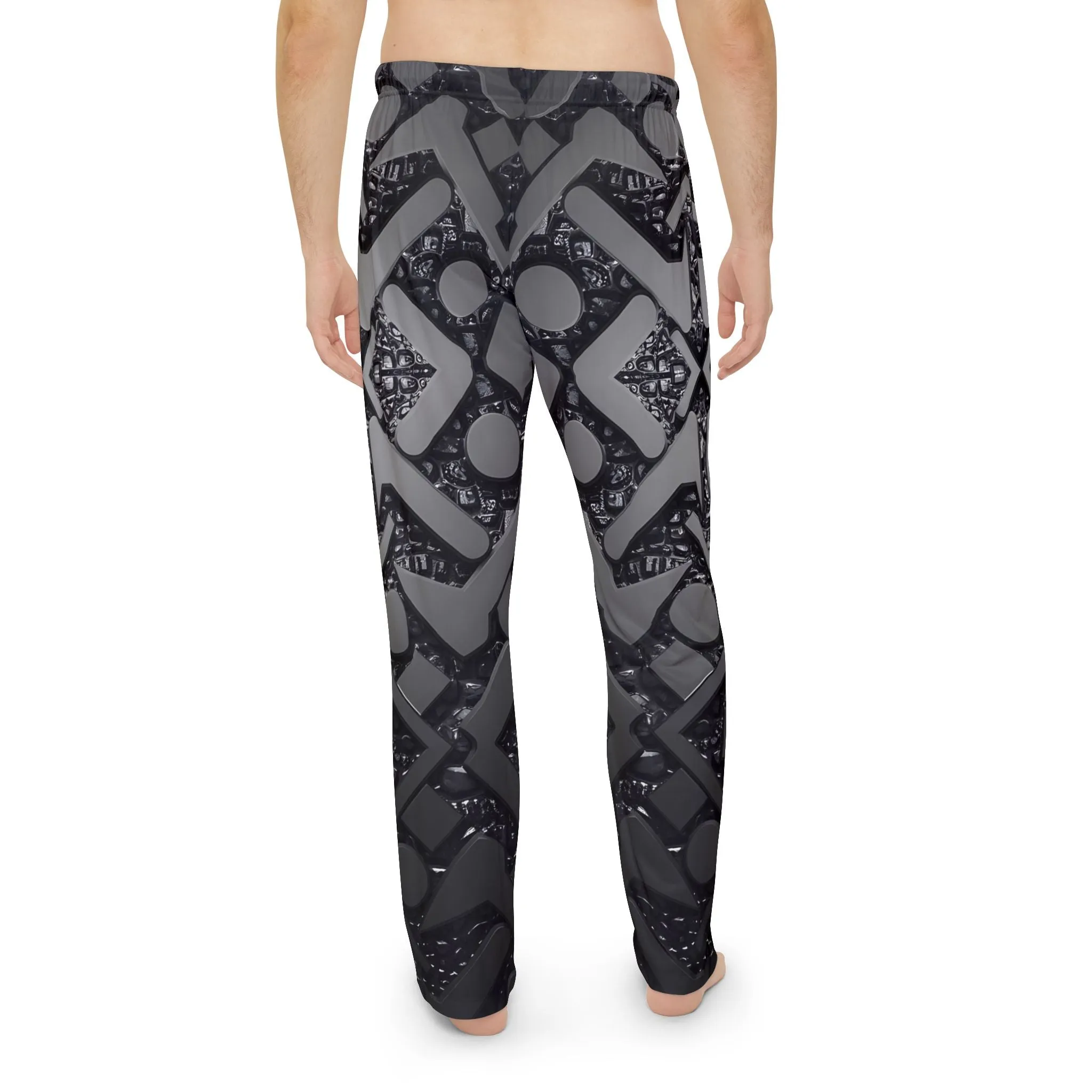 Stylish Men's Pajama Pants - Comfortable Sleepwear with a Black Modern Geometric Design