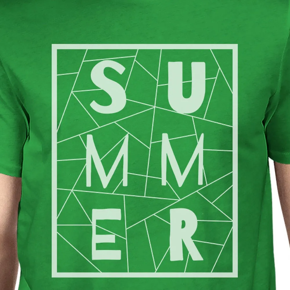 Summer Geometric Mens Green Tshirt Trendy Design Cotton Graphic Tee