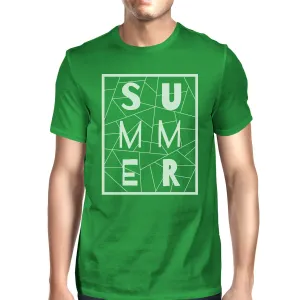 Summer Geometric Mens Green Tshirt Trendy Design Cotton Graphic Tee
