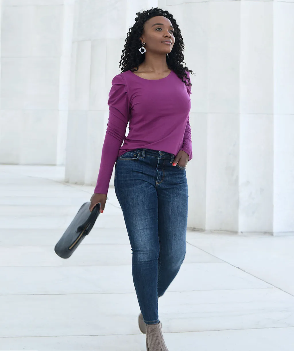 The AUDREY top in Boysenberry