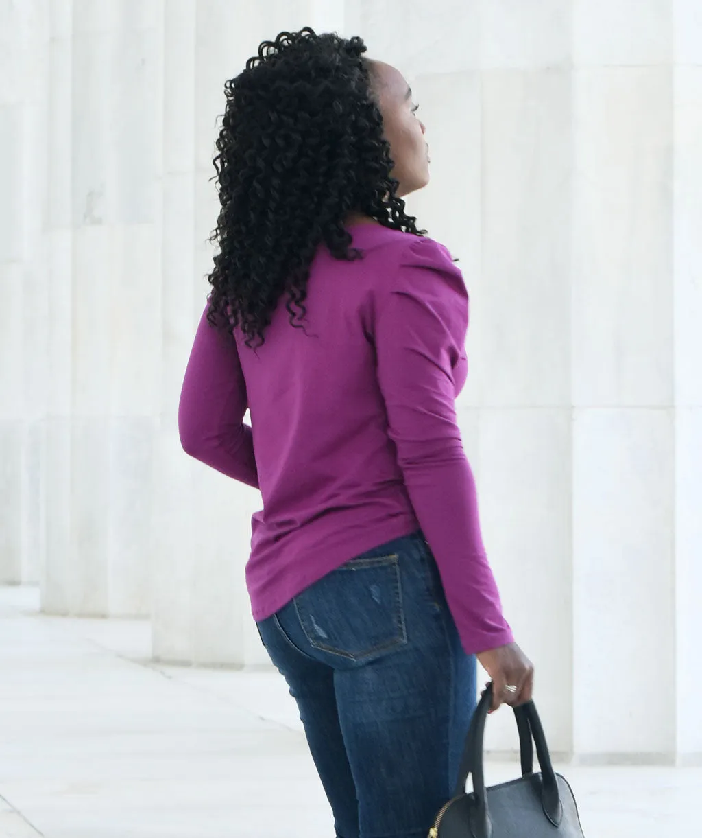 The AUDREY top in Boysenberry