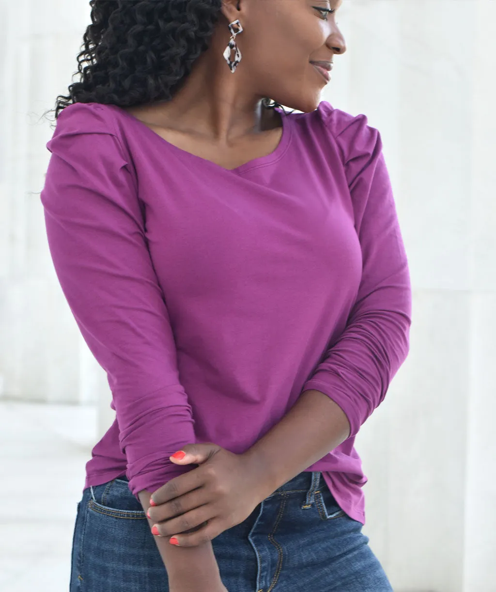 The AUDREY top in Boysenberry