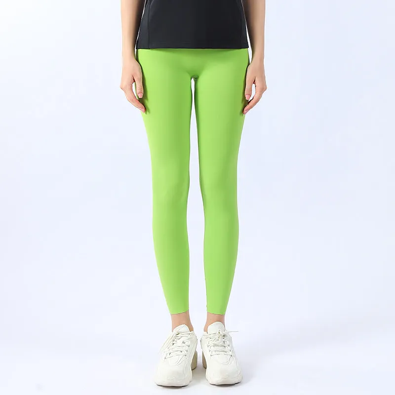 TikTok Leggings No size nude yoga pants Women's high-waisted Lycra sports peach butt shark pants tight fitness can be cut bottoms