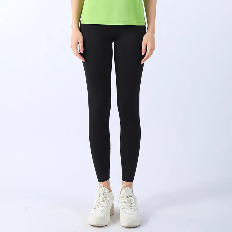 TikTok Leggings No size nude yoga pants Women's high-waisted Lycra sports peach butt shark pants tight fitness can be cut bottoms