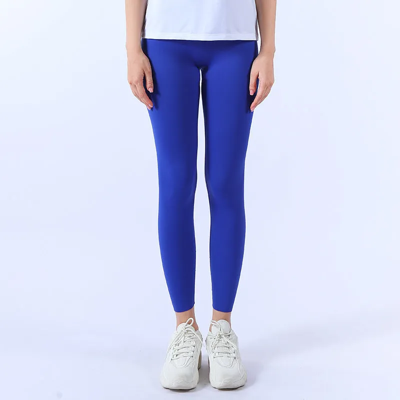 TikTok Leggings No size nude yoga pants Women's high-waisted Lycra sports peach butt shark pants tight fitness can be cut bottoms
