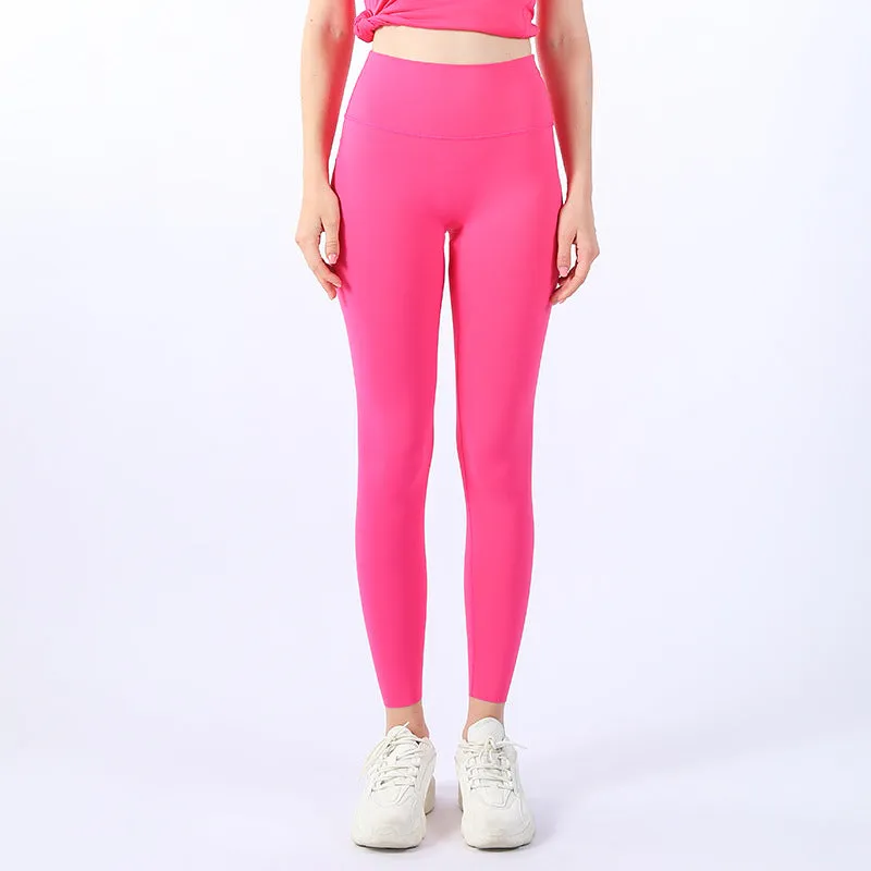 TikTok Leggings No size nude yoga pants Women's high-waisted Lycra sports peach butt shark pants tight fitness can be cut bottoms