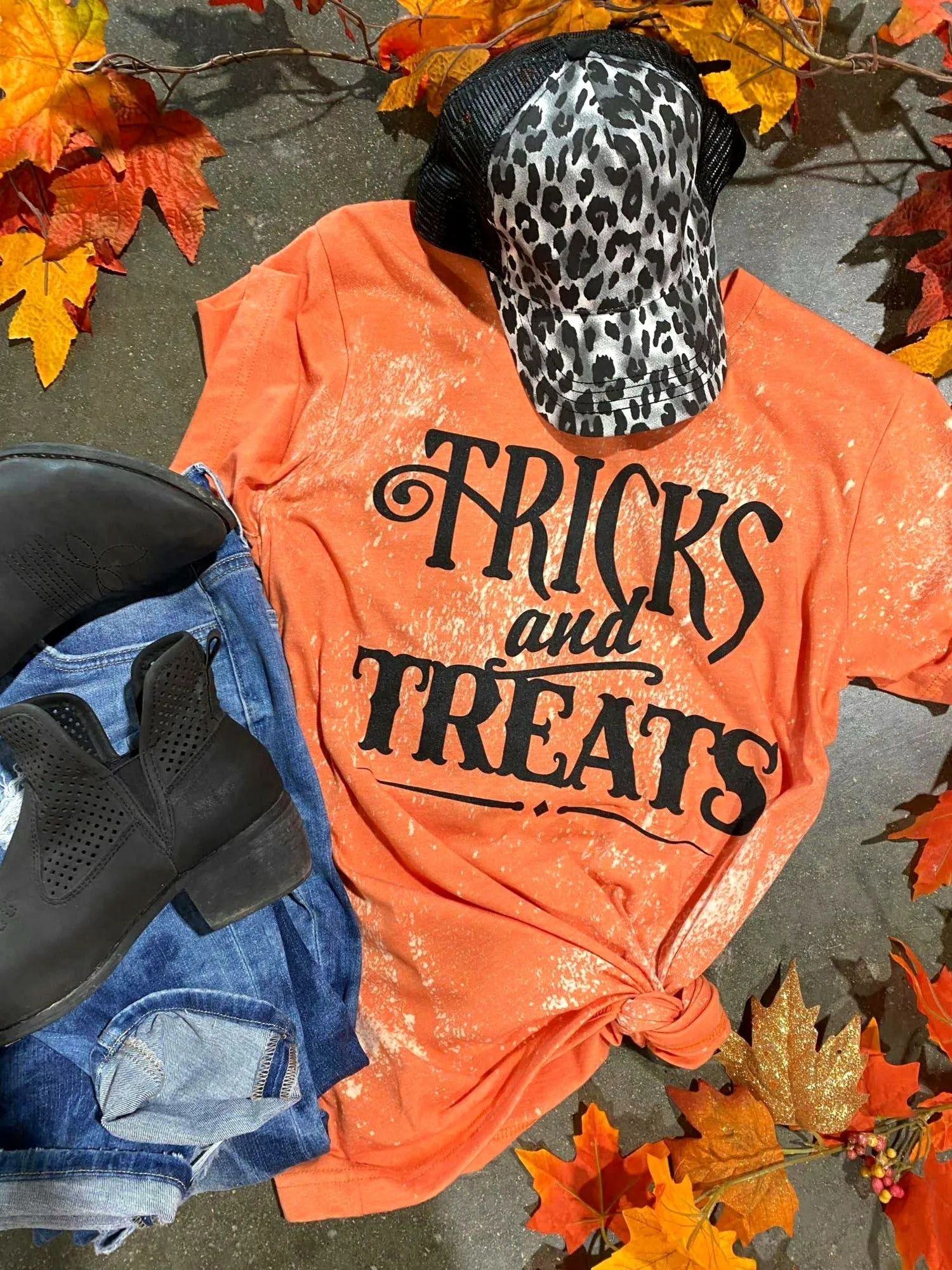Tricks & Treats Bleach Graphic T-Shirt
