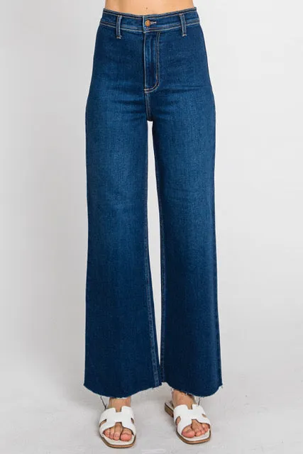 Ultra Wide Leg No Front Pocket Dark Wash LTJ