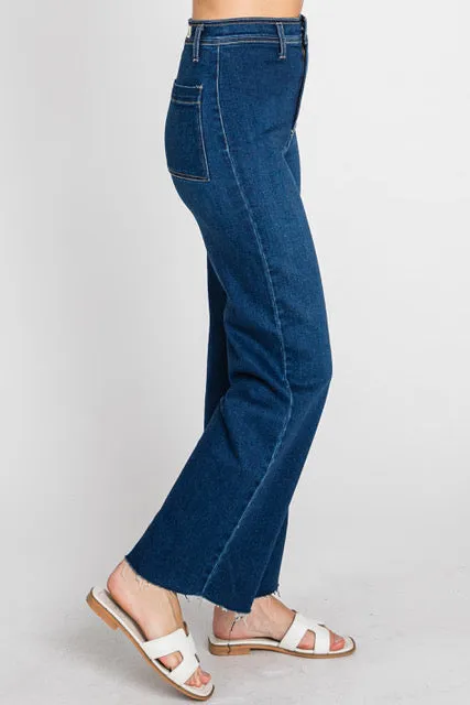 Ultra Wide Leg No Front Pocket Dark Wash LTJ