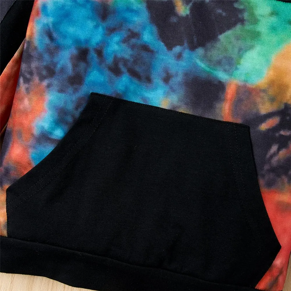 Unisex Long-sleeve Hooded Tie-dye Jumper & Pants Wholesale Childrens Clothing