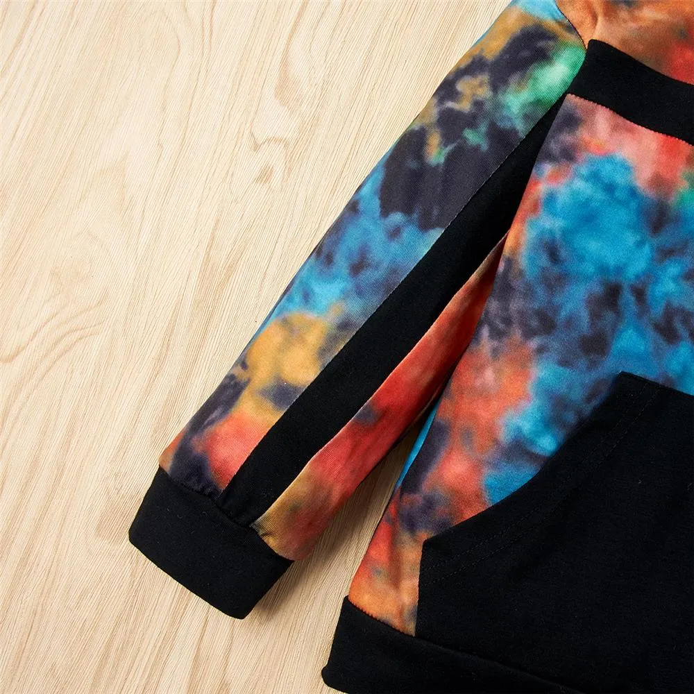 Unisex Long-sleeve Hooded Tie-dye Jumper & Pants Wholesale Childrens Clothing