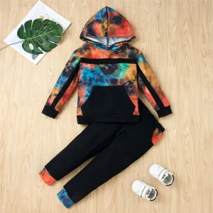 Unisex Long-sleeve Hooded Tie-dye Jumper & Pants Wholesale Childrens Clothing