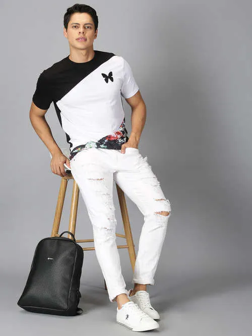 UrGear Colourblock Men Round Neck Multicolor T-shirt