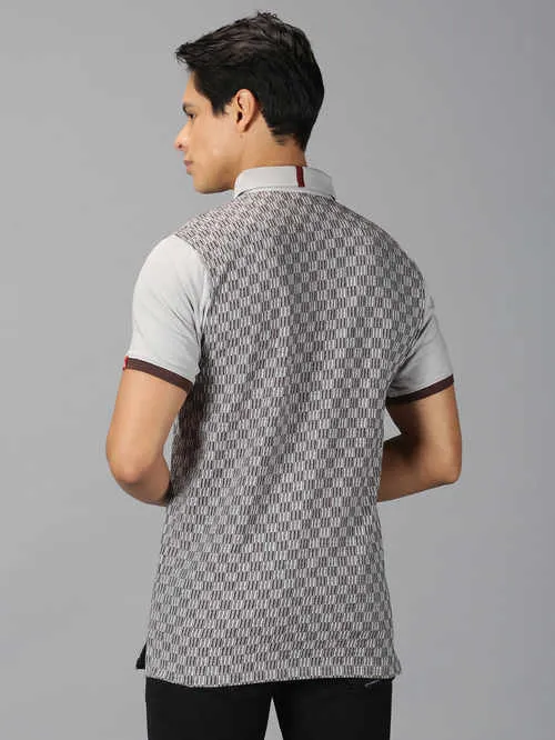 UrGear Printed Men Polo Neck Grey T-Shirt