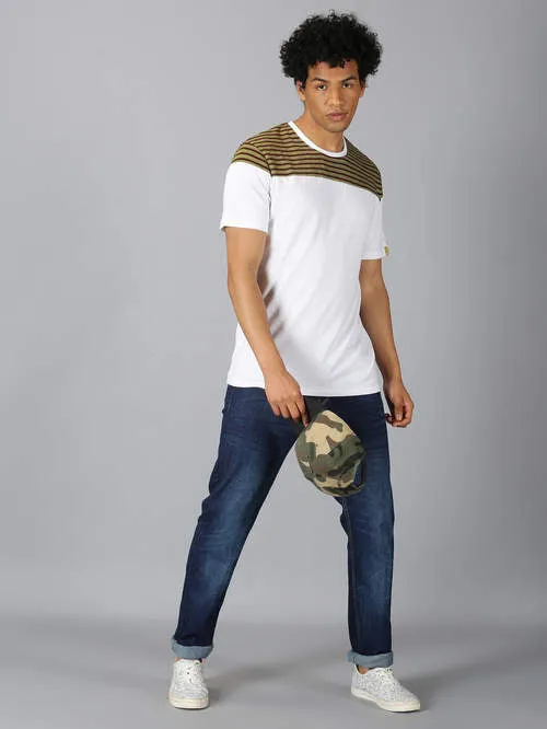 UrGear Printed Men Round Neck Green & White  T-shirt