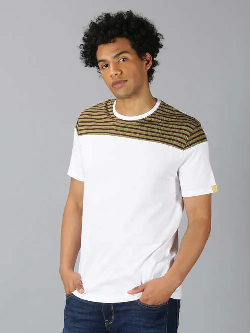 UrGear Printed Men Round Neck Green & White  T-shirt
