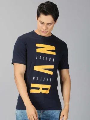 UrGear Printed Men Round Neck Navy T-shirt
